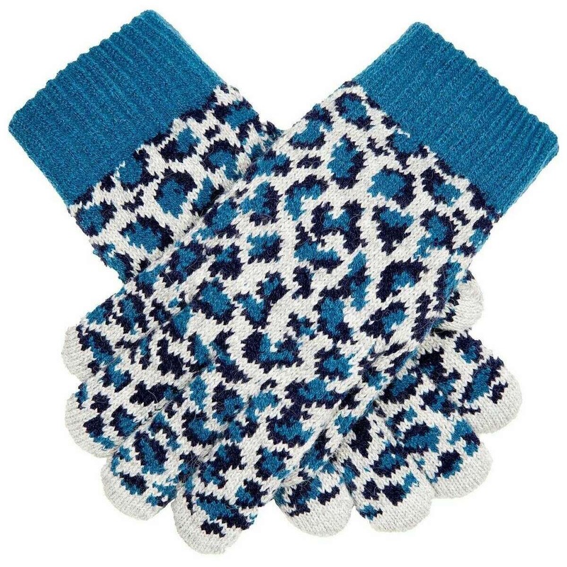Dents Animal Print Gloves – Navy