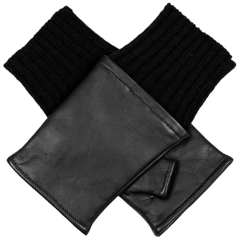 Dents Aubrey Fingerless Leather Mittens – Black