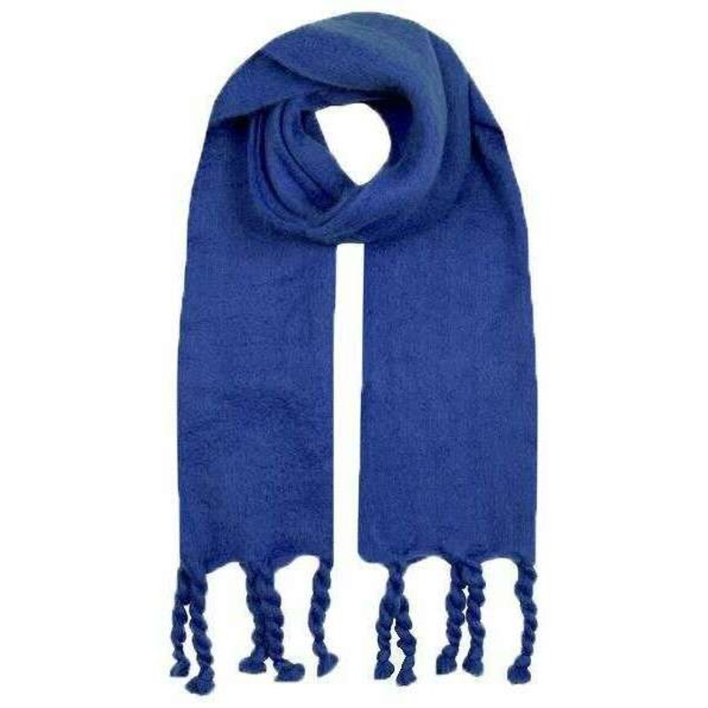 Dents Blanket Braided Tassel Scarf – Cobalt Blue