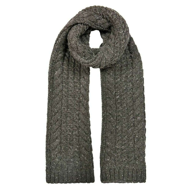 Dents Cable Knit Marl Scarf – Charcoal Grey