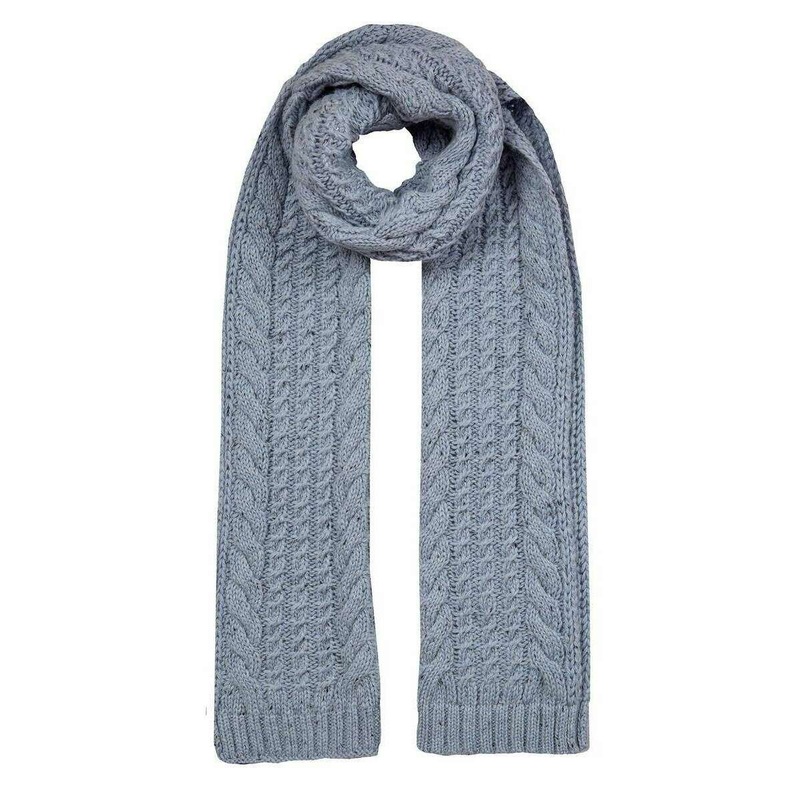 Dents Cable Knit Marl Scarf – Cornflower Blue