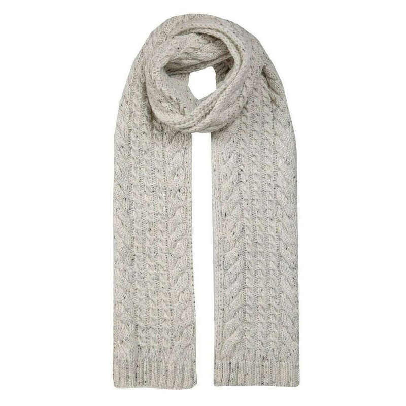 Dents Cable Knit Marl Scarf – Winter White
