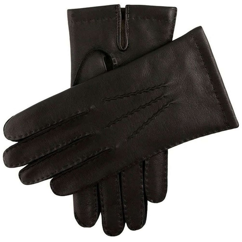 Dents Cheddar Cashmere Lined Short Finger Length Leather Gloves – Black