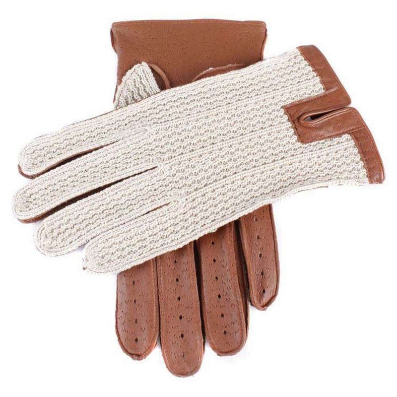 Dents Cotton Crochet Back Driving Gloves – Cognac