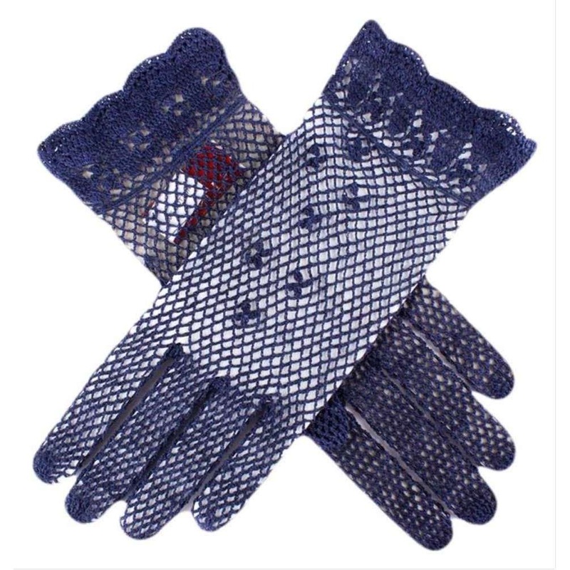 Dents Cotton Crochet Gloves – Navy