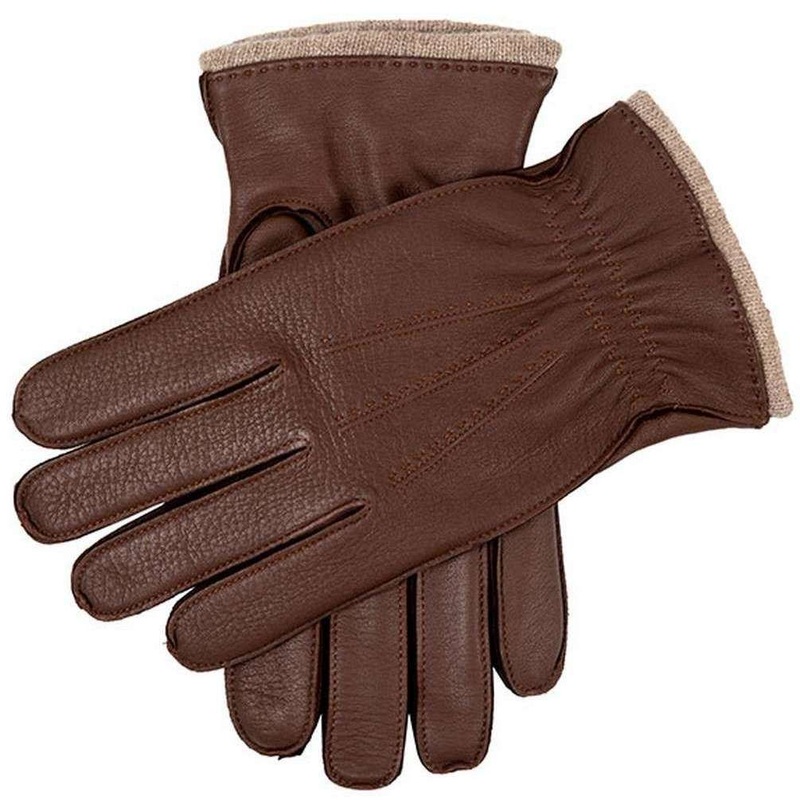 Dents Edington Cashmere Lined Deerskin Leather Gloves – Walnut Brown/Beige