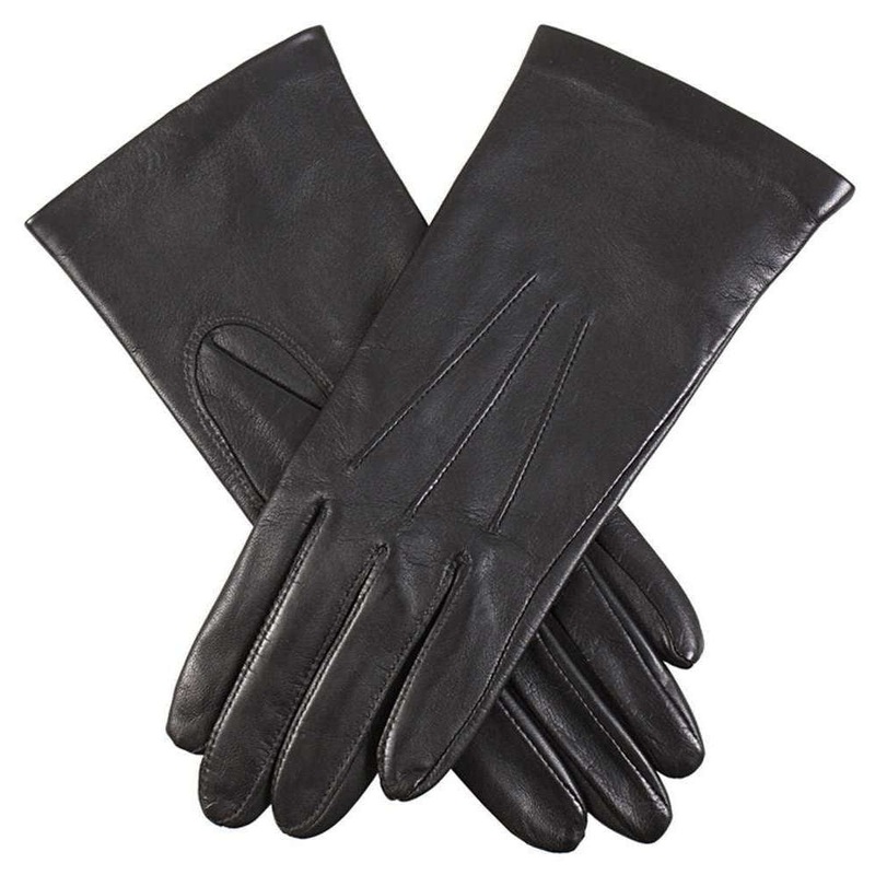 Dents Elizabeth Silk Lined Smooth Grain Leather Gloves – Black
