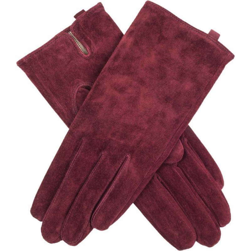 Dents Emily Plain Suede Gloves – Claret Red