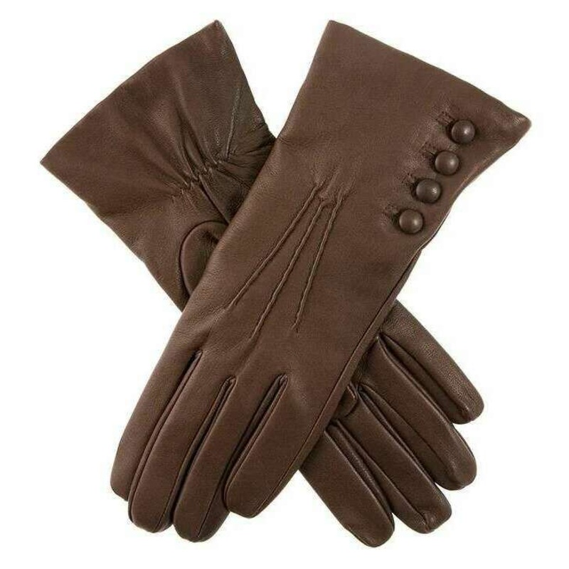 Dents Evangeline Touchscreen Three-Point Cashmere Lined Leather Gloves – Mocca Brown/Natural