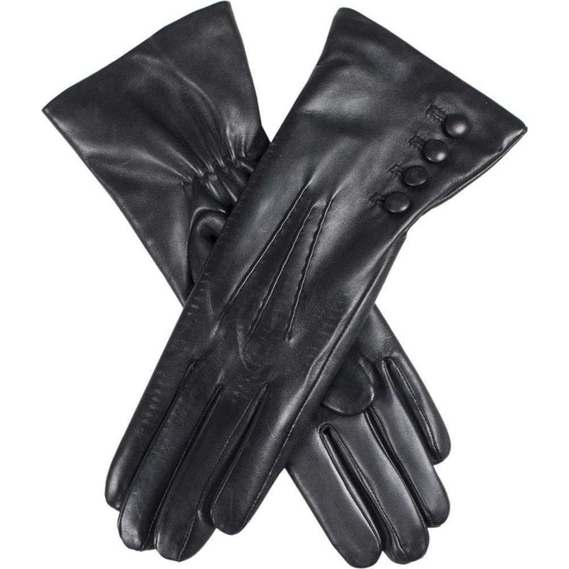 Dents Evelyn Cashmere Lined Hairsheep Leather Gloves – Black/Red