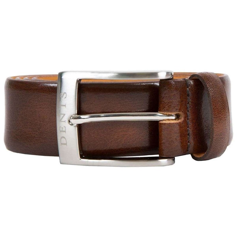 Dents Heritage Feather Edge Leather Belt – Gloss Mid Brown
