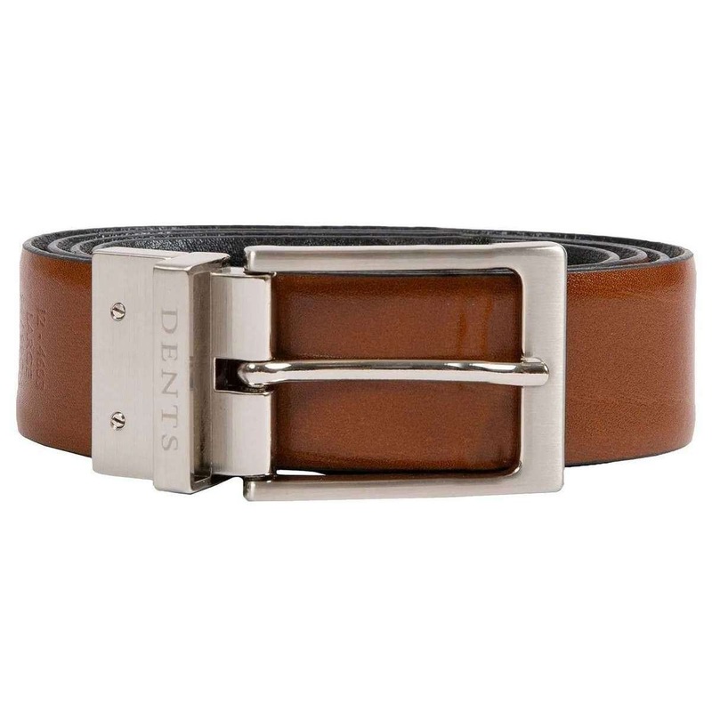 Dents Heritage Reversible Feather Edge Leather Belt – Black/Tan