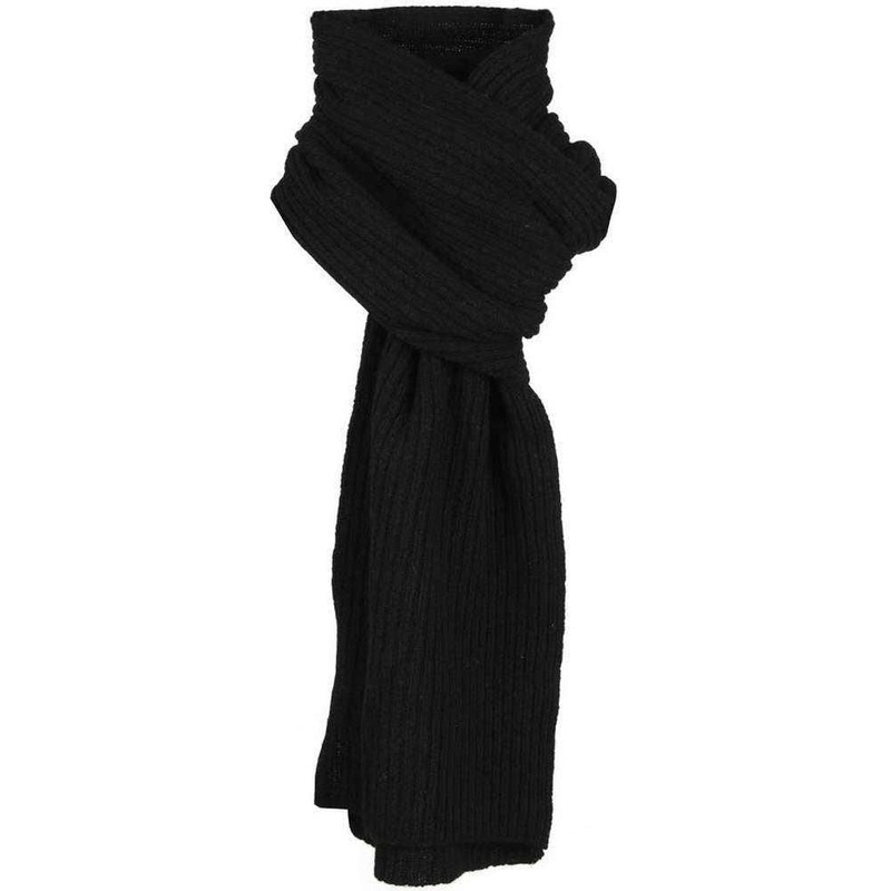 Dents Plain Ribbed Knitted Scarf – Black