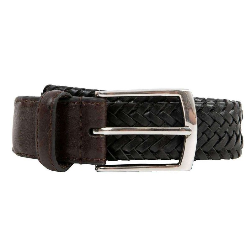 Dents Plaited Leather Belt – Black/Brown
