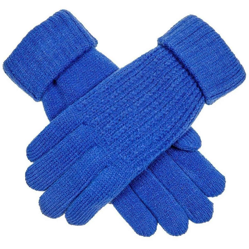 Dents Ribbed Knit Gloves – Cobalt Blue/Black