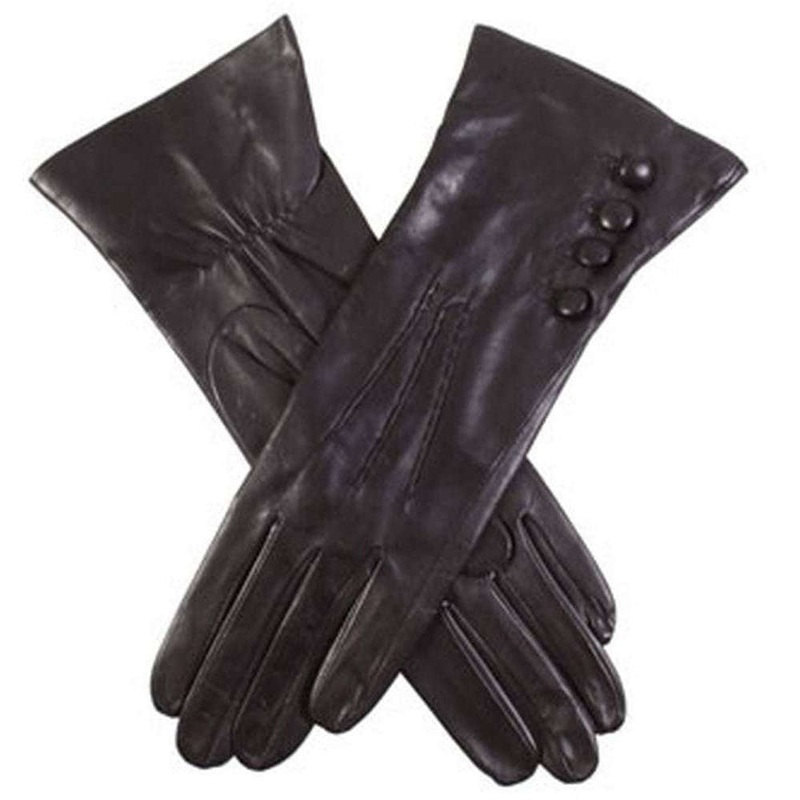 Dents Rose Silk Lined Leather Gloves – Black