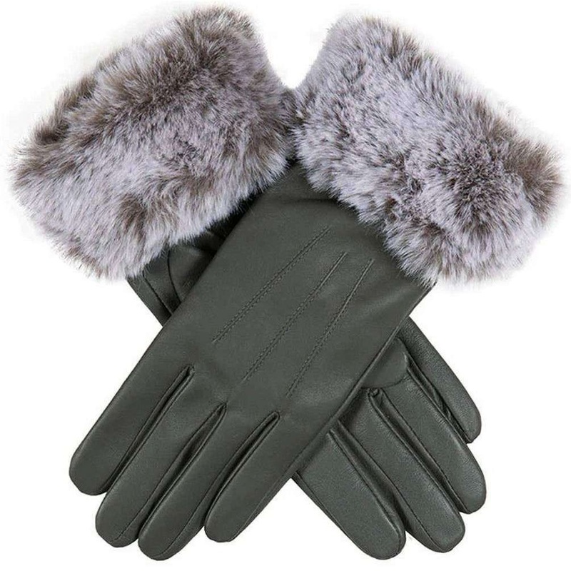 Dents Sarah Hairsheep Leather Faux Cuff Gloves – Charcoal
