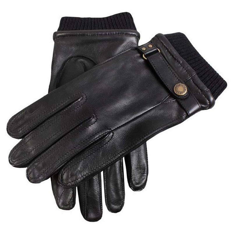 Dents Strap and Roller Leather Gloves – Black