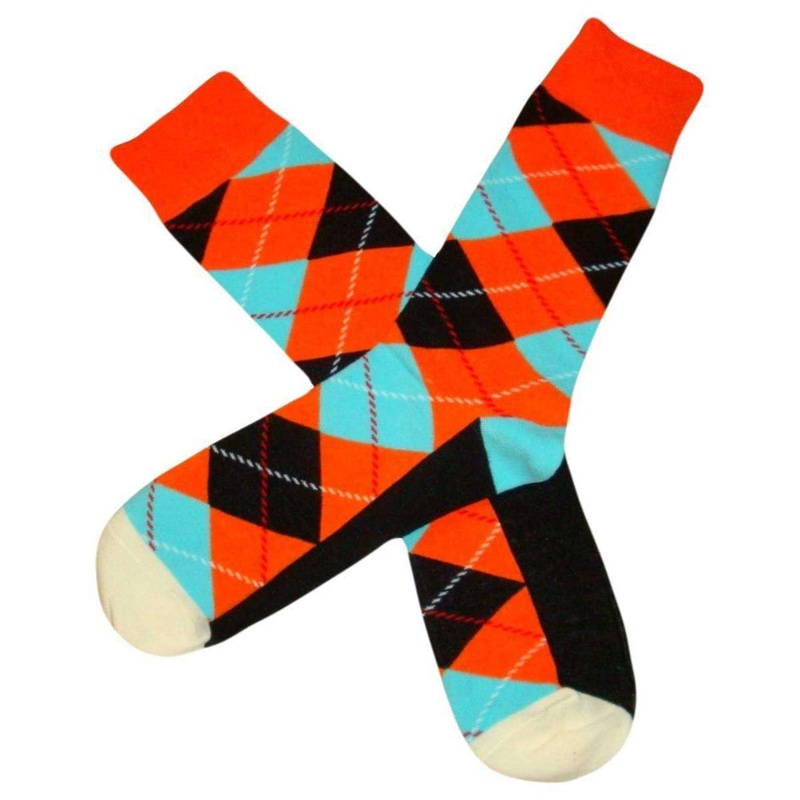Bassin and Brown Argyle Socks – Orange/Blue/Black