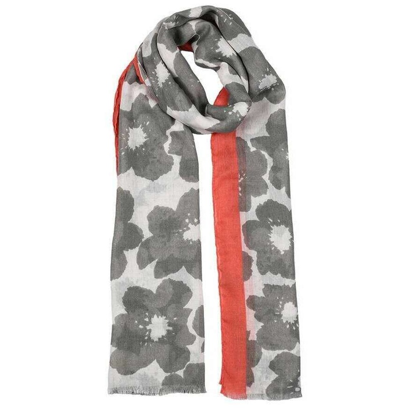 Dents Abstract Floral Print Lightweight Scarf – Grey