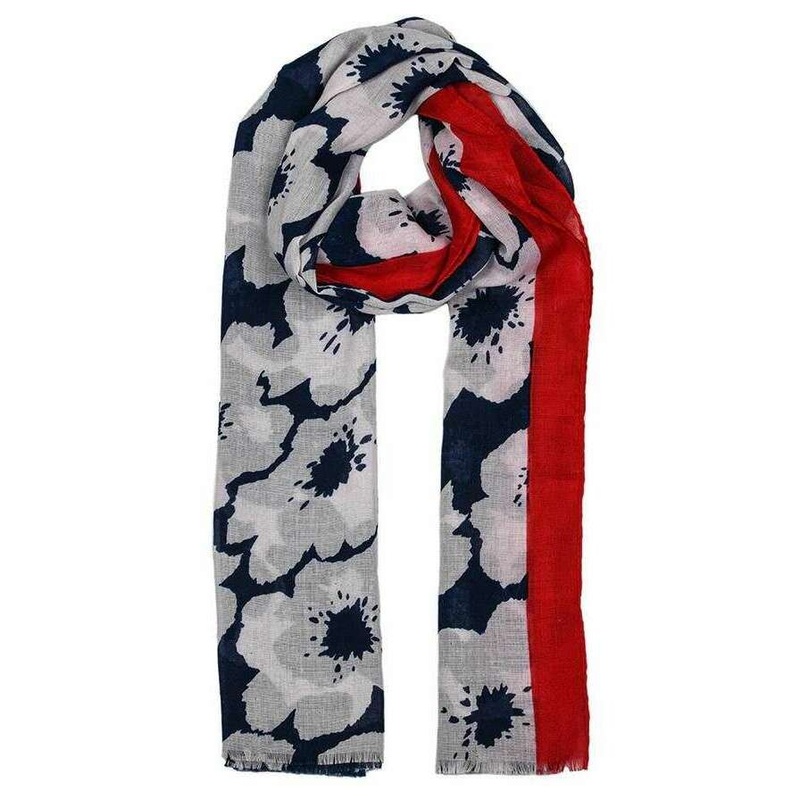 Dents Abstract Floral Print Lightweight Scarf – Navy Blue