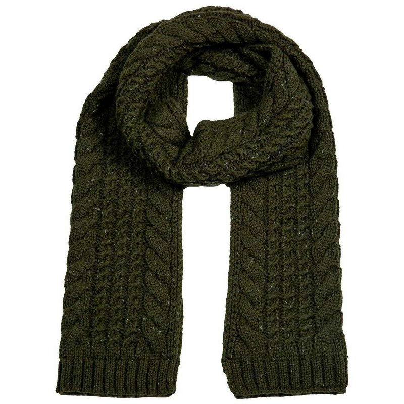Dents Cable Knit Scarf – Olive Green