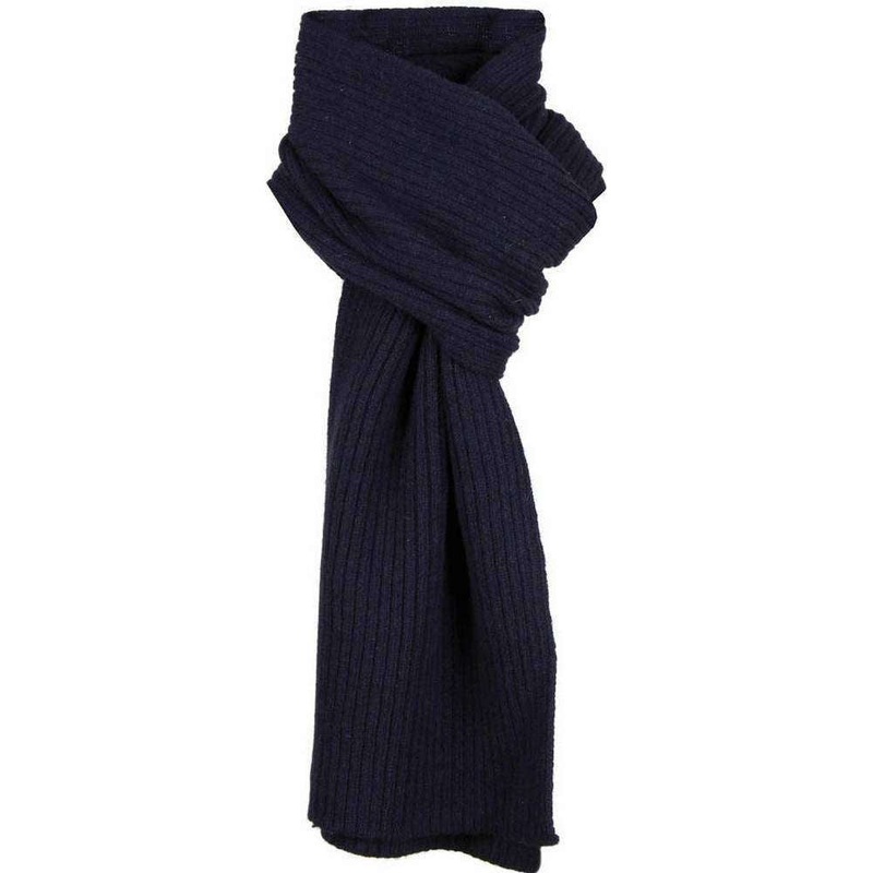 Dents Plain Ribbed Knitted Scarf – Navy