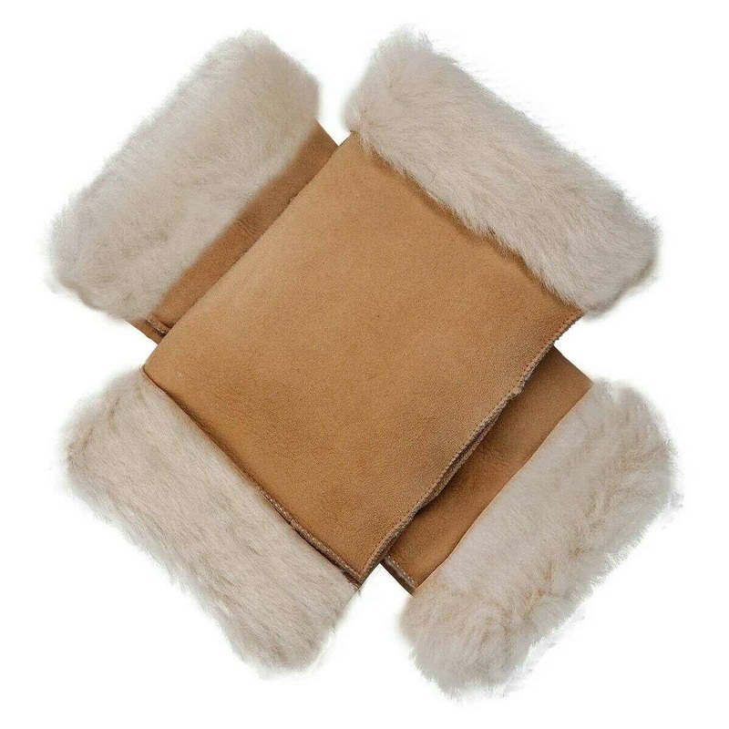 Dents Vera Fingerless Sheepskin Mittens – Tan Suede
