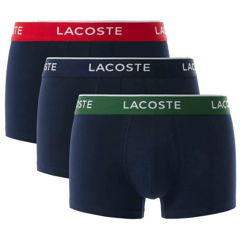 Lacoste Stretch Cotton 3 Pack Trunks – Navy/Green/Red