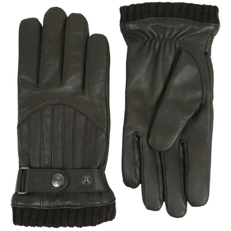 Dents Sherborne Knitted Cuff Touchscreen Leather Gloves – Brown