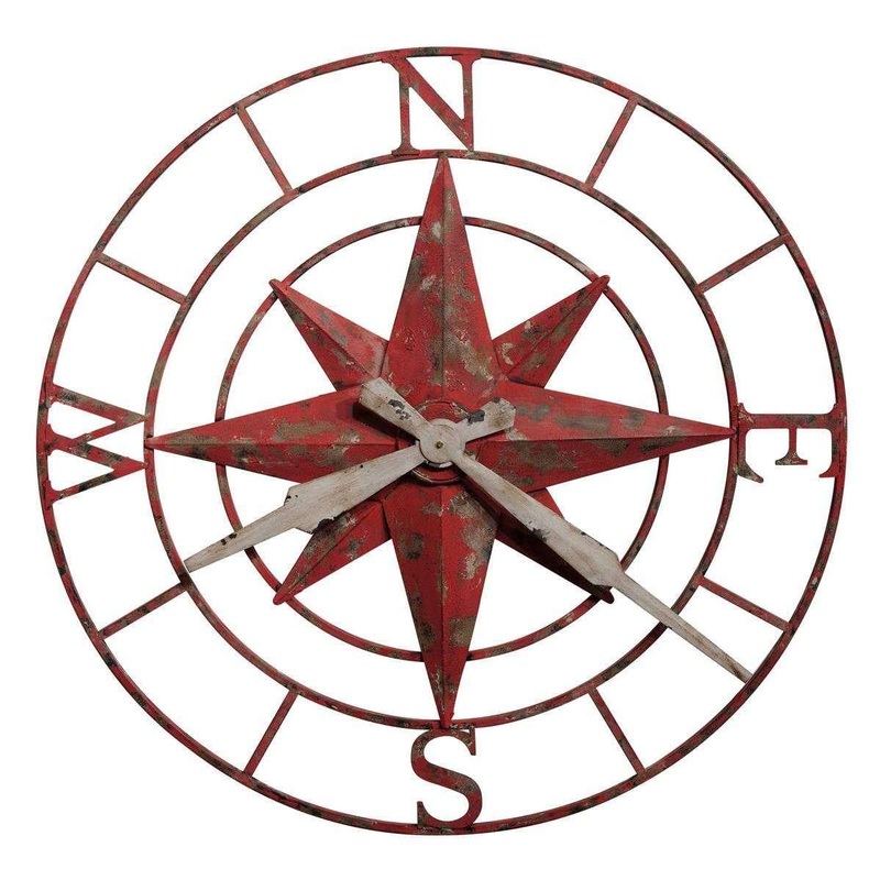 Howard Miller Compass Rose Wall Clock – Red