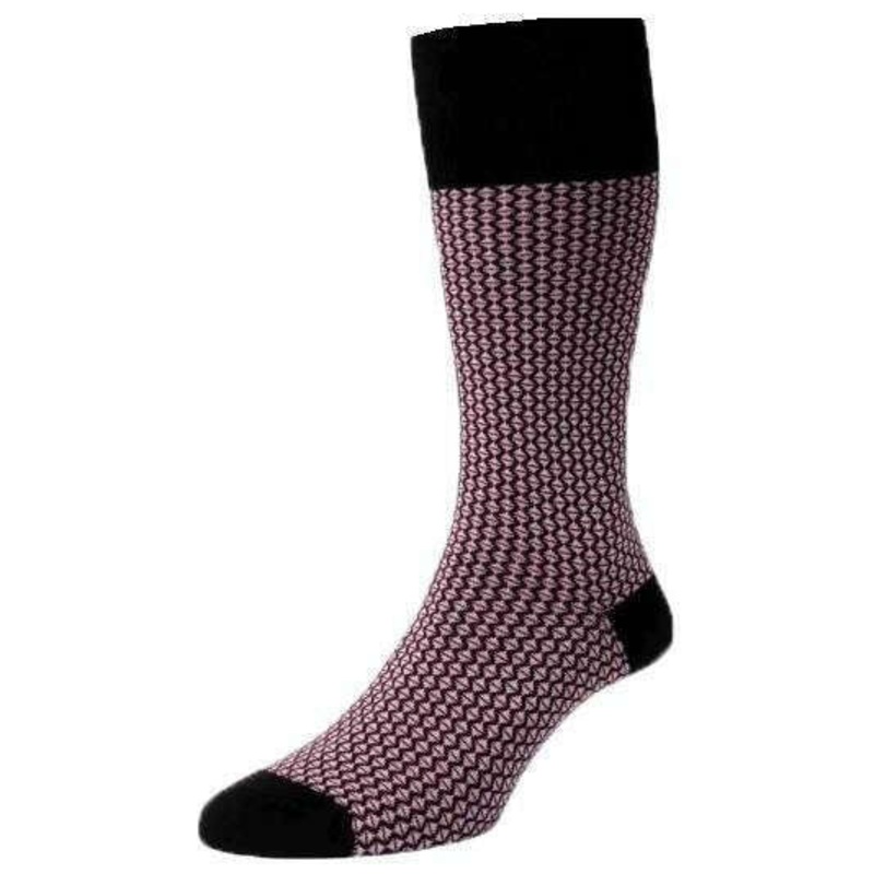 Pantherella Elgar Diamond Jacquard Comfort Top Egyptian Cotton Socks – Black