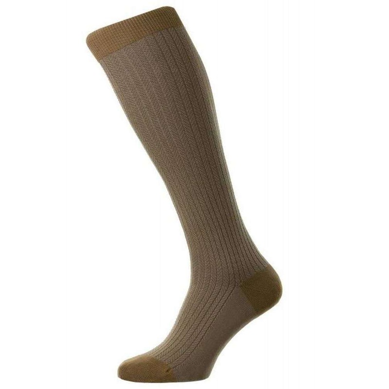 Pantherella Fabian Cotton Fil D’Ecosse Over the Calf Socks – Light Khaki