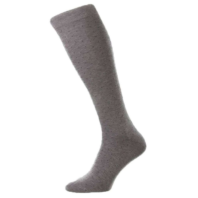 Pantherella Gadsbury Cotton Fil D’Ecosse Over the Calf Socks – Mid Grey Mix