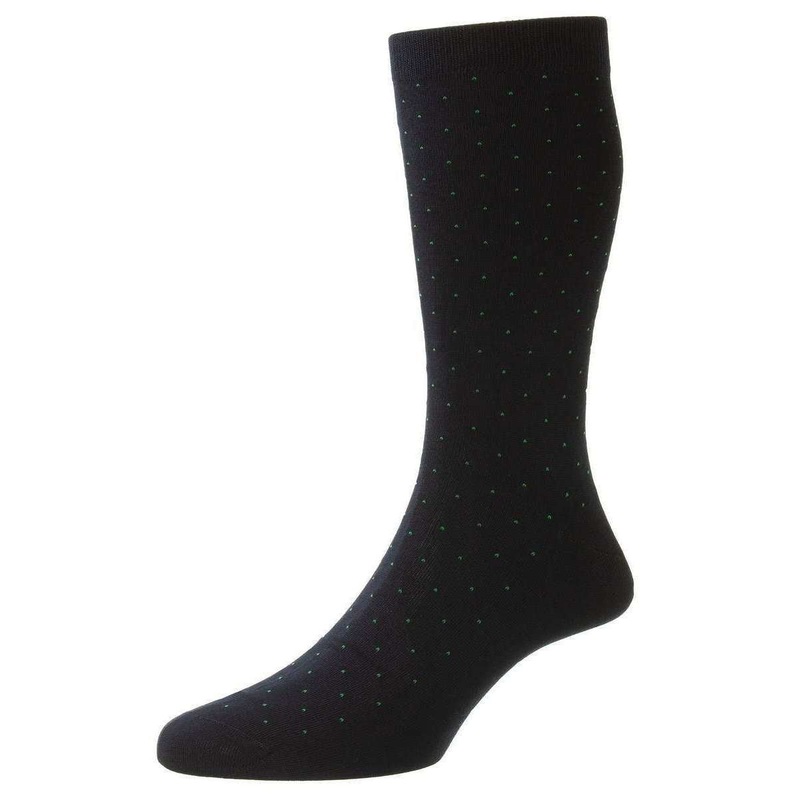 Pantherella Gadsbury Cotton Fil D’Ecosse Pin Dot Socks – Navy