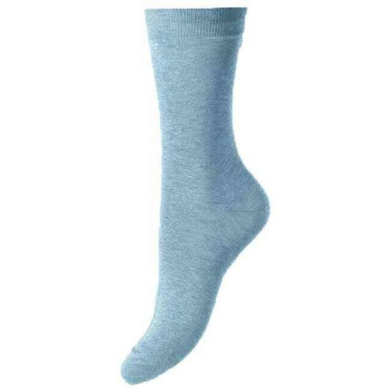 Pantherella Poppy Flat Knit Cotton Lisle Socks – Hazy Blue