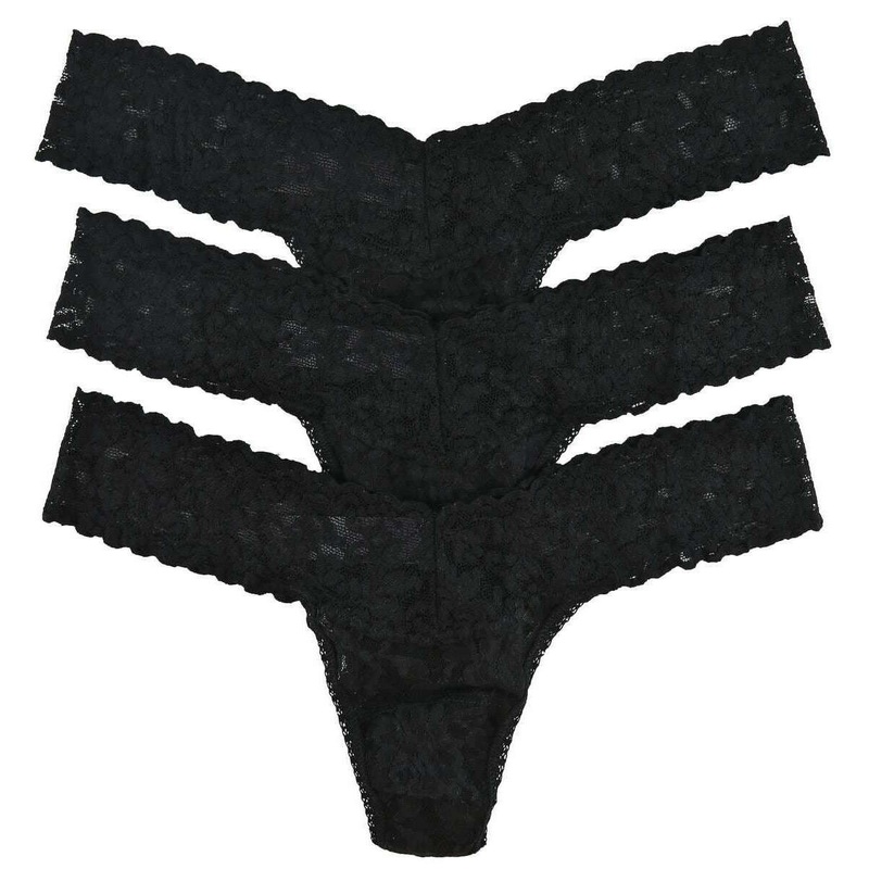 Hanky Panky Signature Lace 3 Pack Low Rise Thong – Black