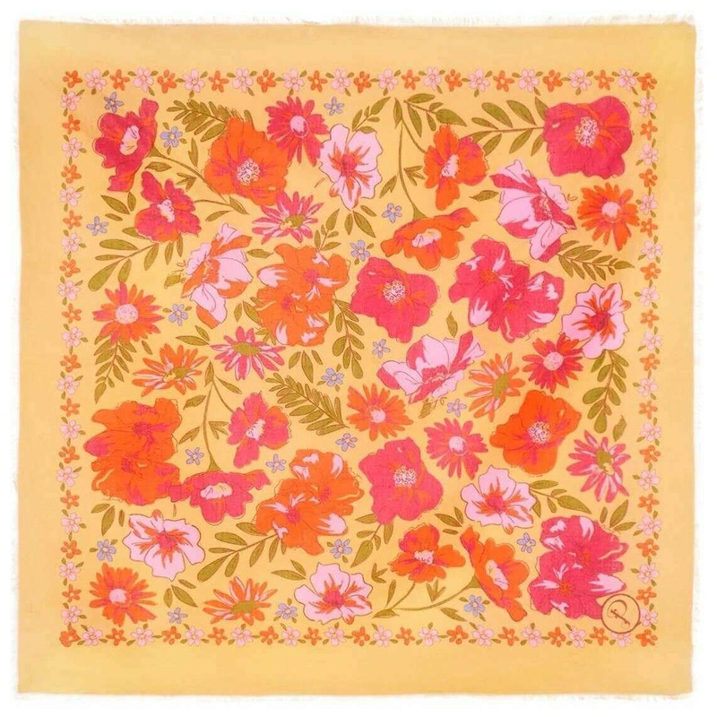 Powder Cotton Sketched Florals Bandana – Mustard Yellow