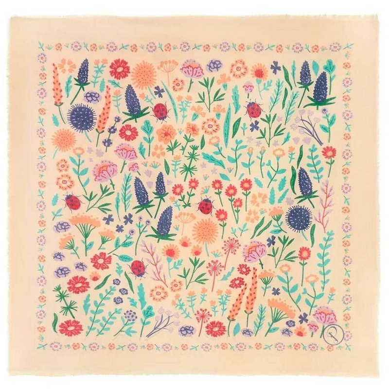 Powder Cotton Wild Flowers Bandana – Coconut White