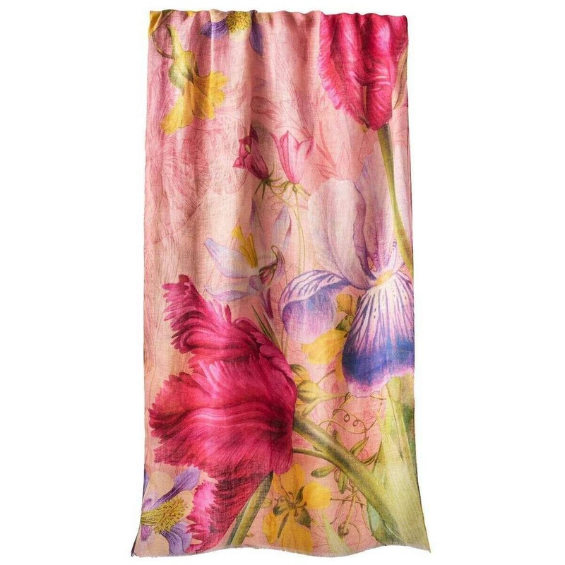 Powder Floral Study  Cotton Linen Scarf – Petal Pink