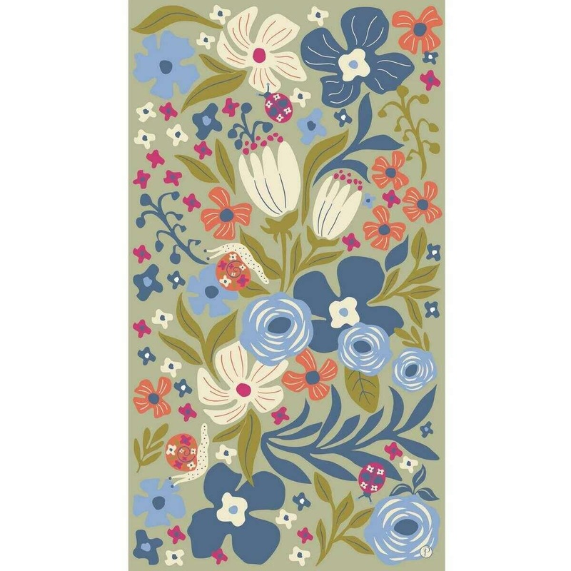 Powder Garden Friends with Wild Flowers Print Scarf – Green/Blue