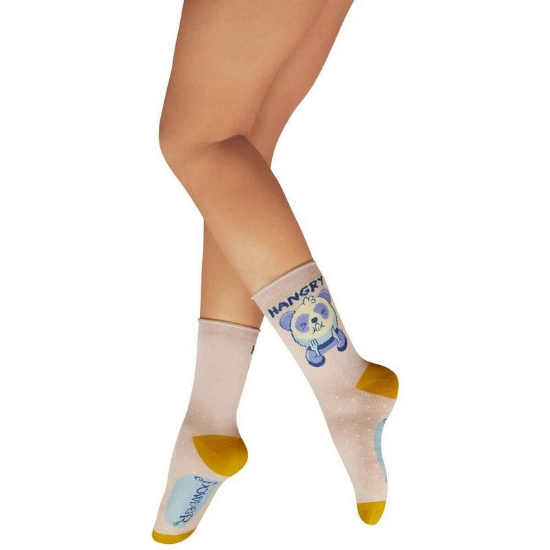 Powder Hangry Panda Ankle Socks – Petal Pink