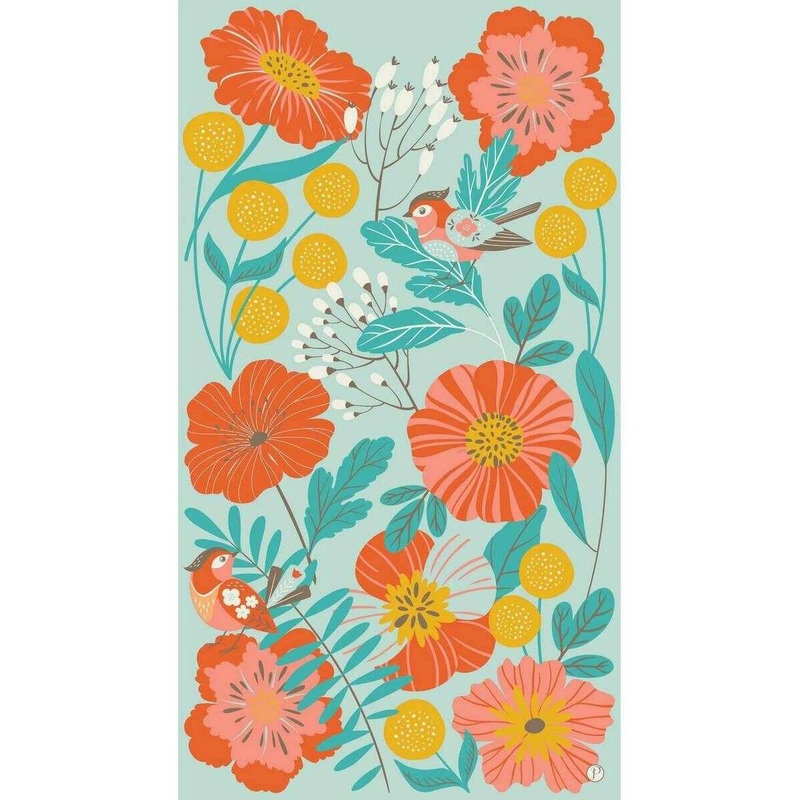 Powder Lovebirds in Poppy Field Print Scarf – Blue/Orange