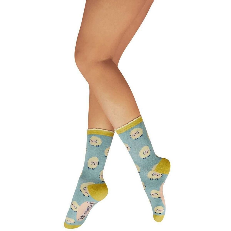 Powder Marshmallow Sheep Ankle Socks – Ice Blue