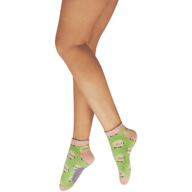 Powder Marshmallow Sheep Trainer Socks – Mint Green