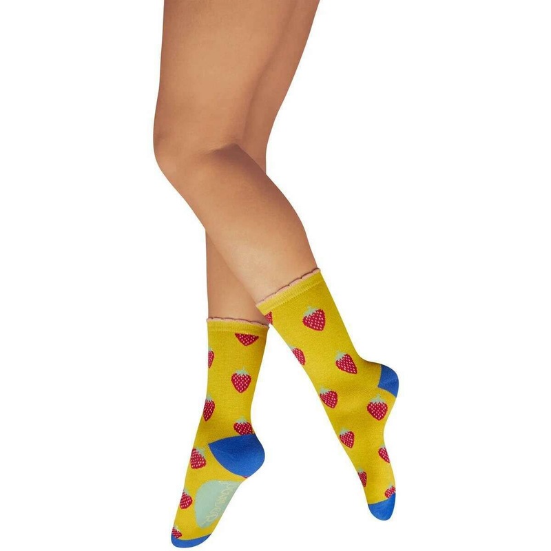Powder Succulent Strawberries Ankle Socks – Mustard Yellow