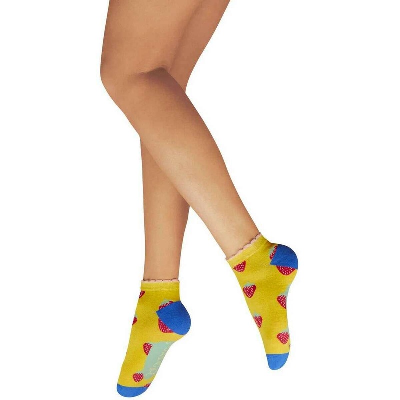 Powder Succulent Strawberries Trainer Socks – Mustard Yellow