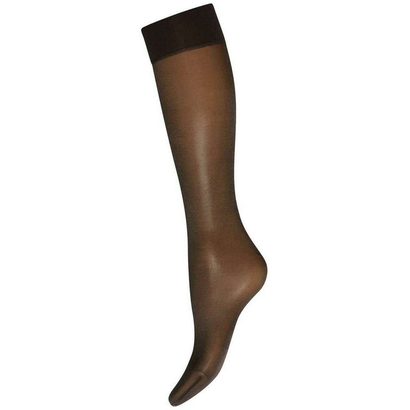 Wolford Satin Touch Sheer Shimmer 20 Denier Knee High Tights – Nearly Black