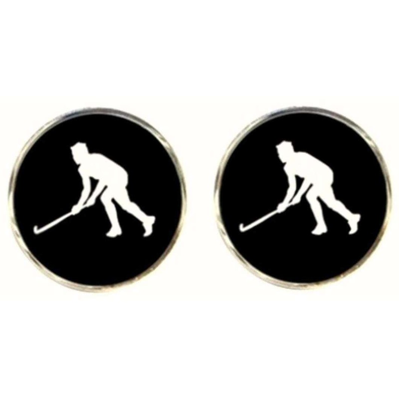 Bassin and Brown Hockey Player Cufflinks – Black/White