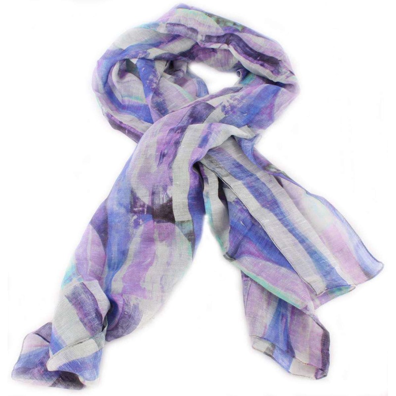 Bassin and Brown Vanilla Abstract Stripe Cotton Scarf  – Purple/Lilac